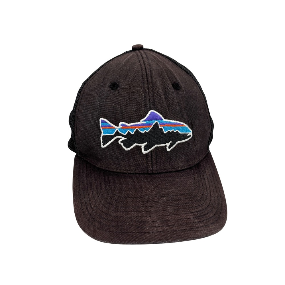 Patagonia Fitz Roy Trout Trucker Hat Mens OSFA Black Mesh Snapback Cap